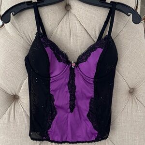 Victoria's Secret Black and Purple Lace Bra Top